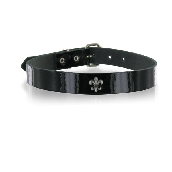 SiaLinda: Halsband echtes Lackleder schwarz mit Königslilie, Geschenkverpackung - SiaLinda.com
